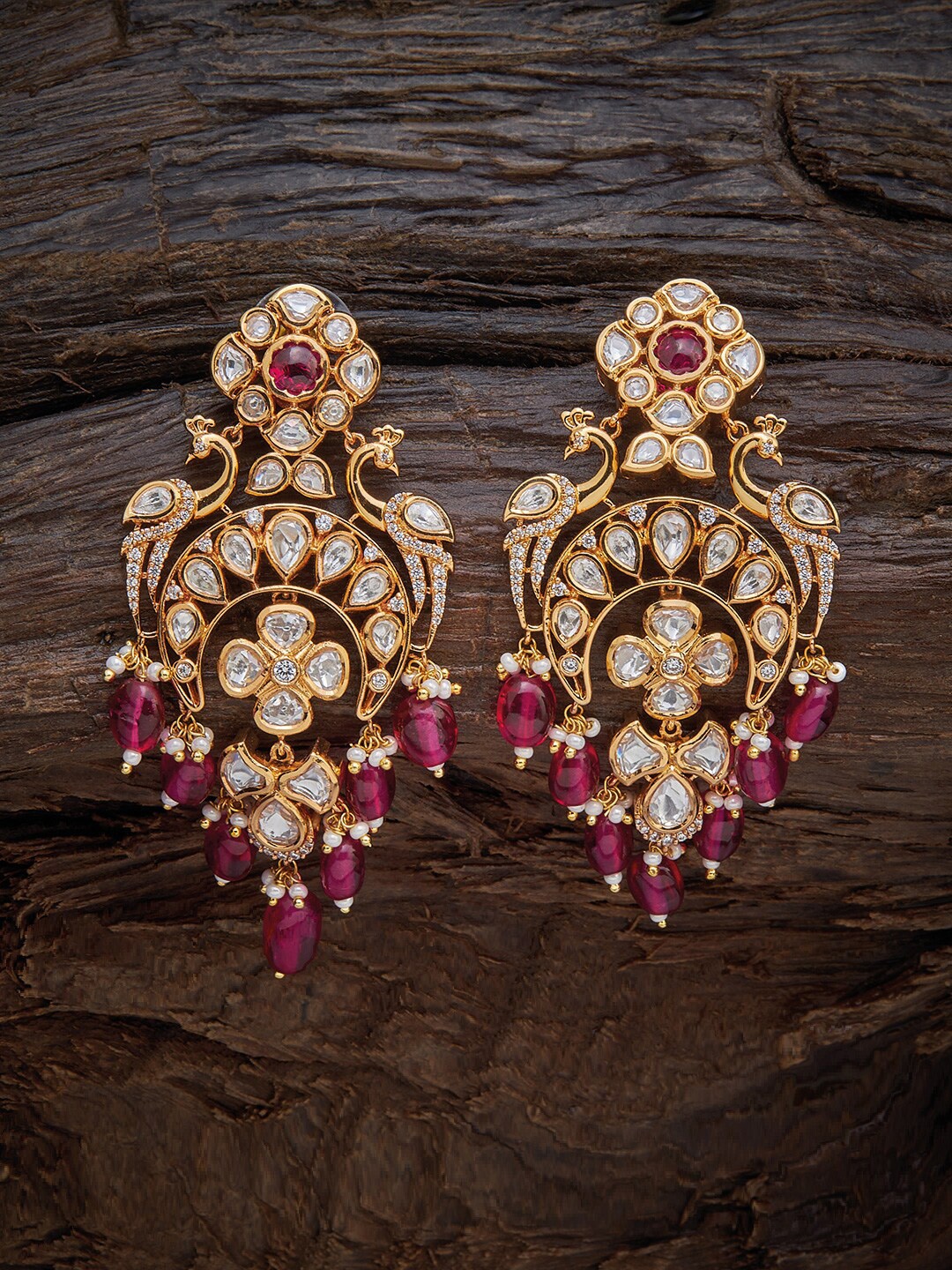 

Kushal's Fashion Jewellery Red & White Floral Drop Earrings, Maroon