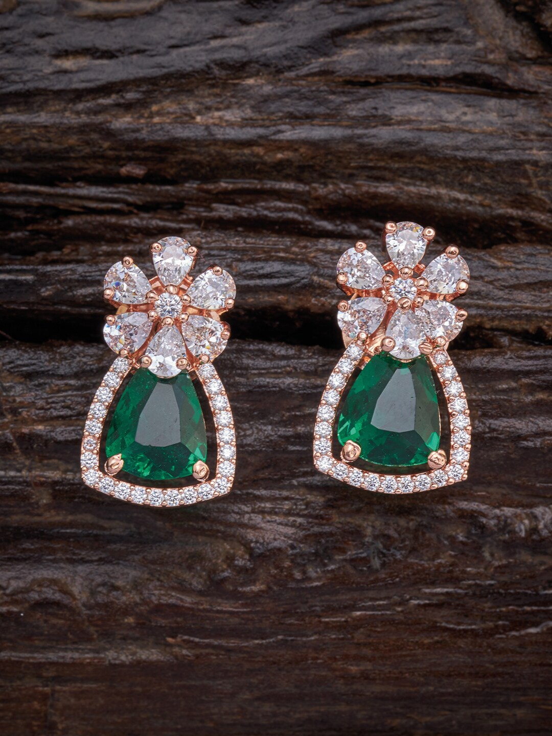 

Kushal's Fashion Jewellery Green Floral Studs Earrings
