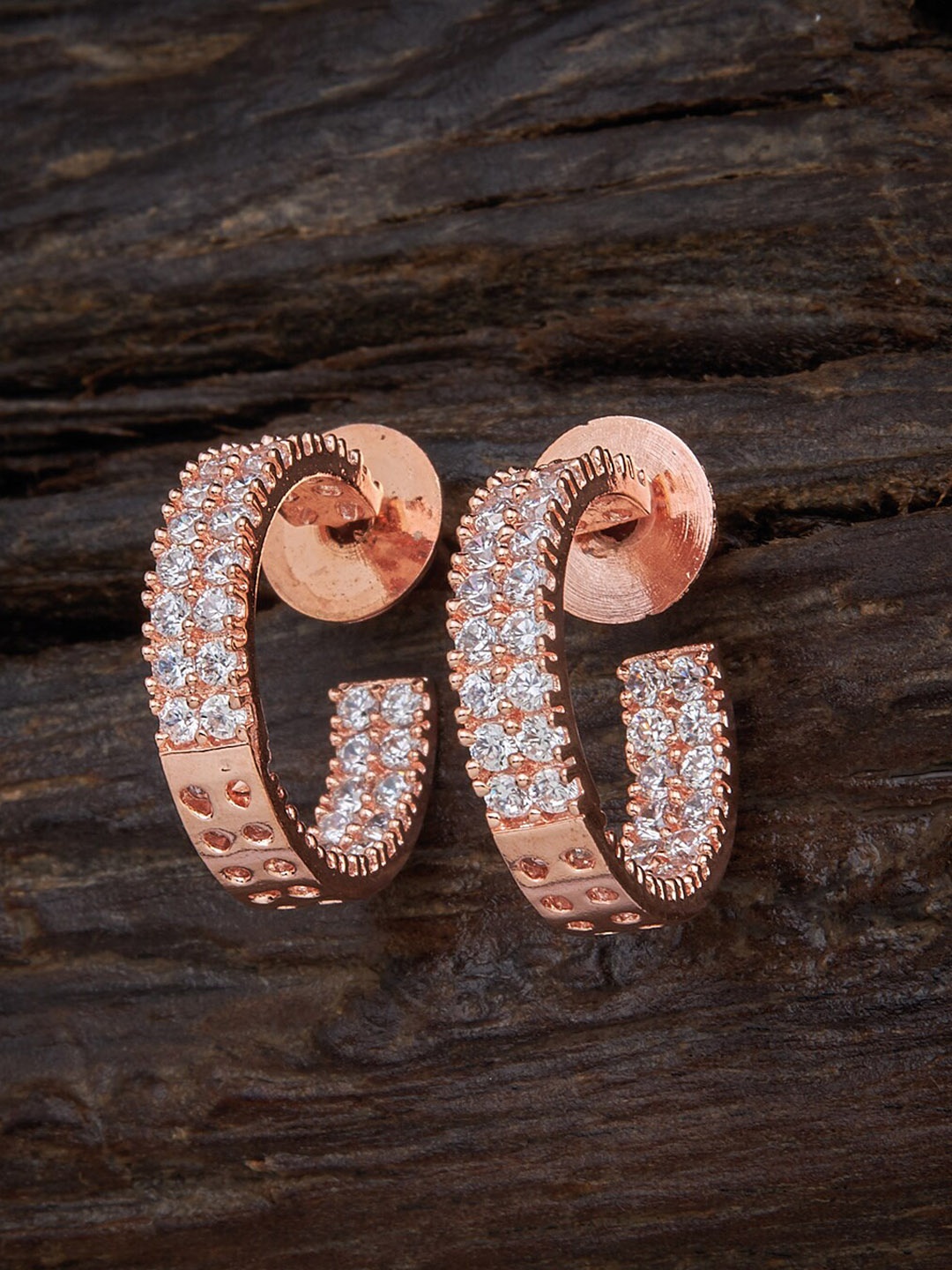 

Kushal's Fashion Jewellery White Circular Half Hoop Earrings