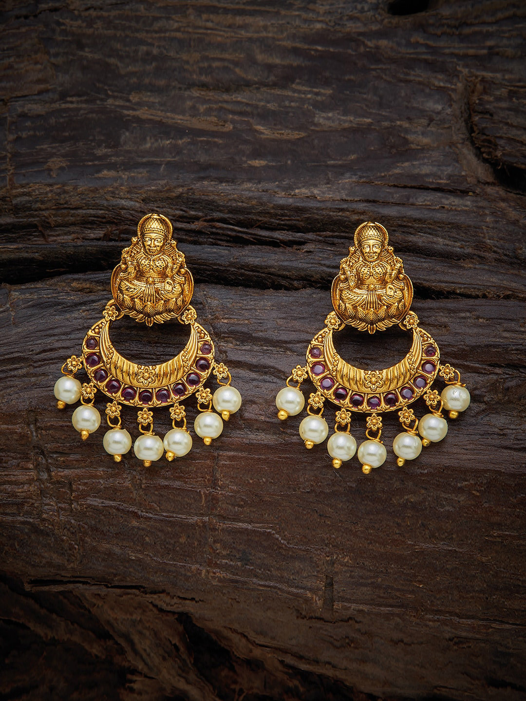 

Kushal's Fashion Jewellery Gold-Toned & Pink Crescent Shaped Drop Earrings