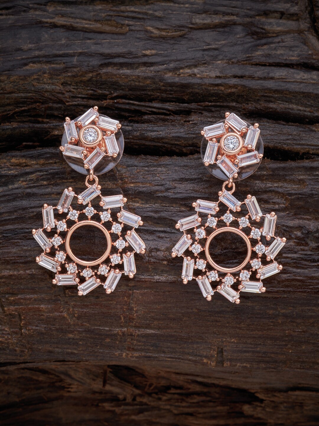 

Kushal's Fashion Jewellery Rose Gold-Plated White Circular Drop Earrings