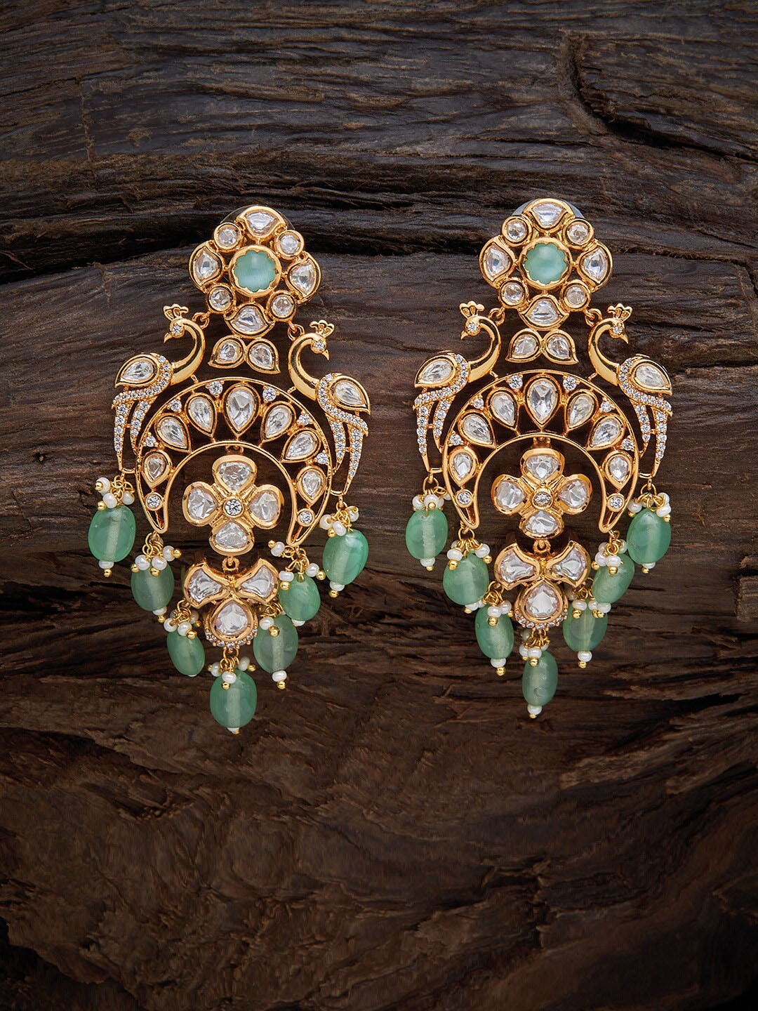 

Kushal's Fashion Jewellery Sea Green Floral Drop Earrings