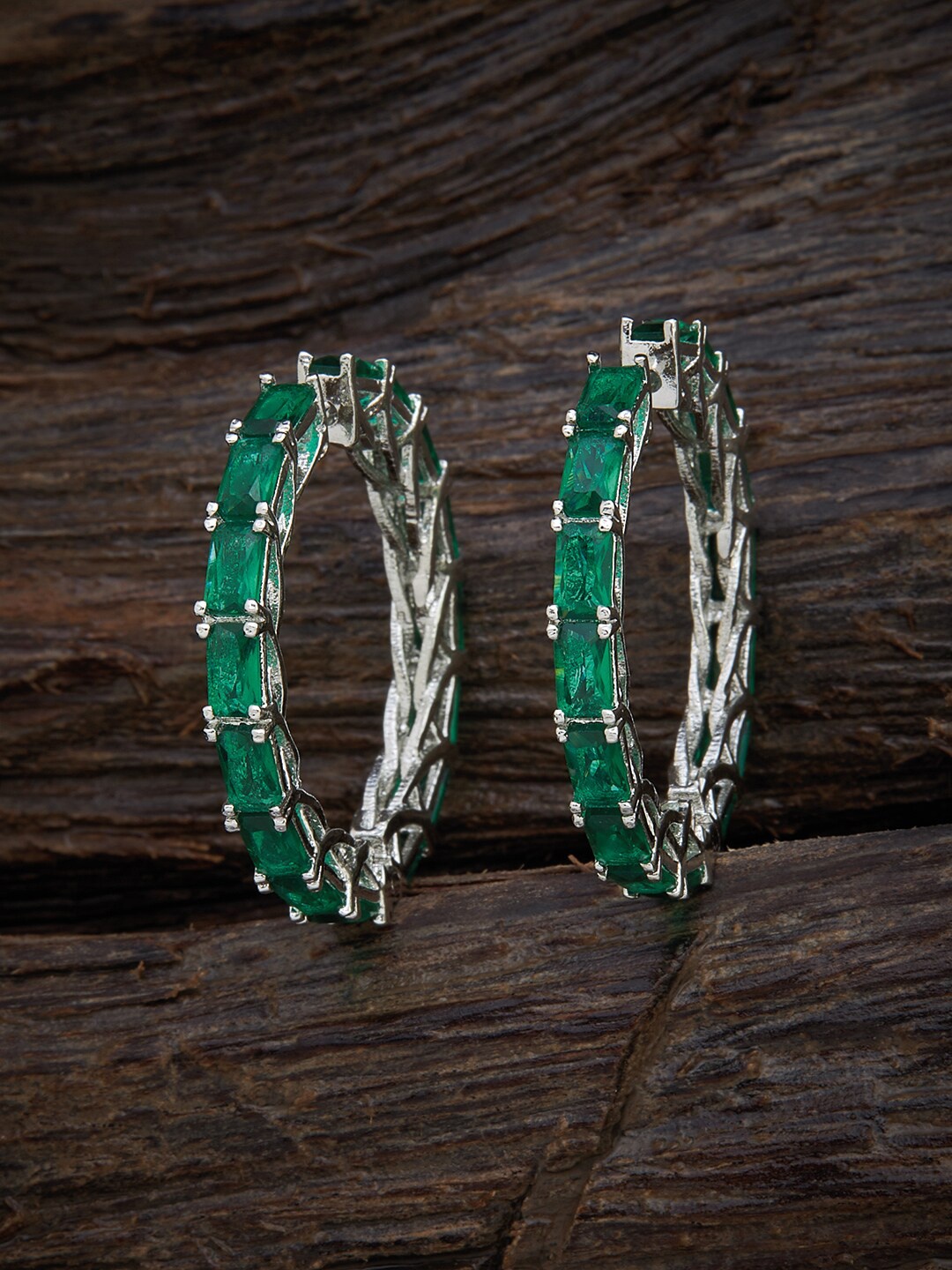 

Kushal's Fashion Jewellery Green Circular Hoop Earrings
