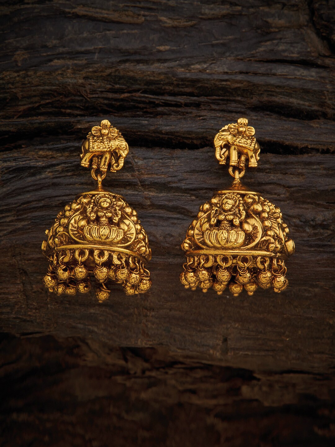 

Kushal's Fashion Jewellery Gold-Toned Dome Shaped Jhumkas Earrings