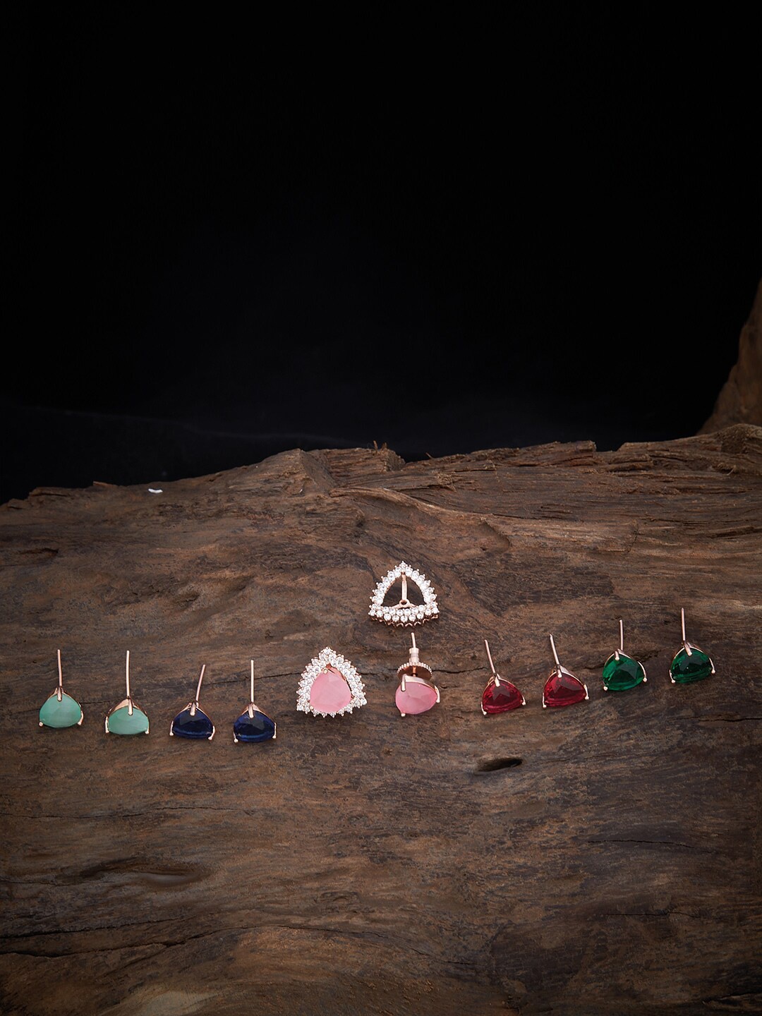 

Kushal's Fashion Jewellery Triangular Studs Earrings set of 5 pairs, Pink