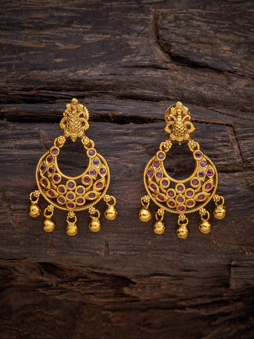 

Kushal's Fashion Jewellery Gold Plated Antique Crescent Shaped Drop Earrings