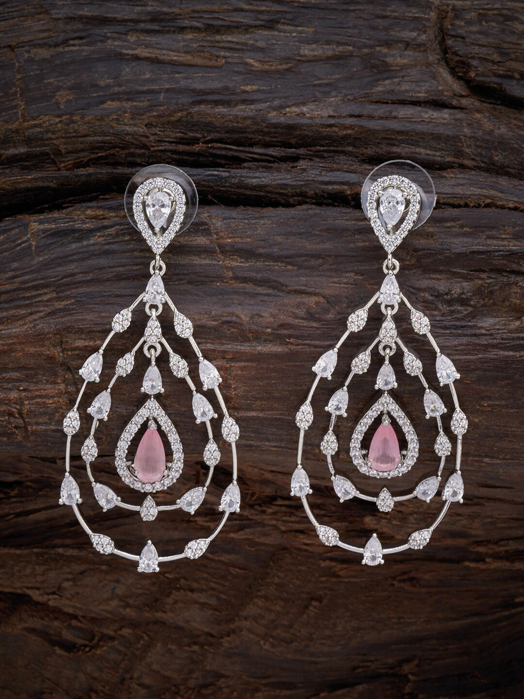

Kushal's Fashion Jewellery Pink & White Teardrop Shaped Drop Earrings