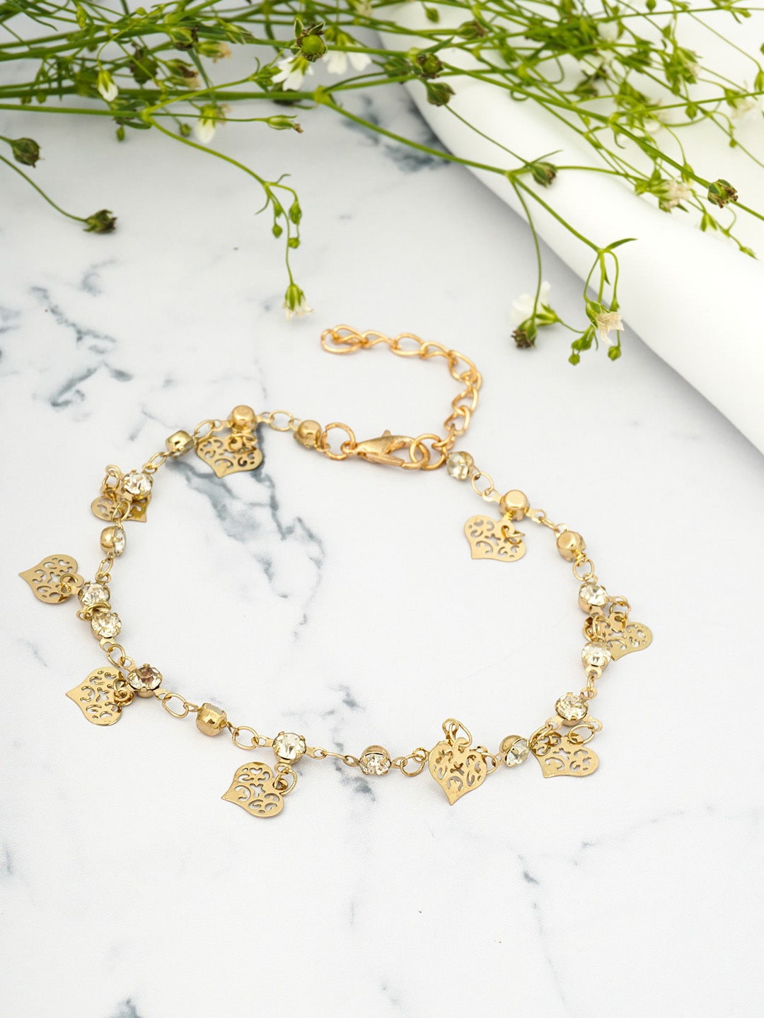 

Emmie Women Gold-Toned Heart Charm Bracelet