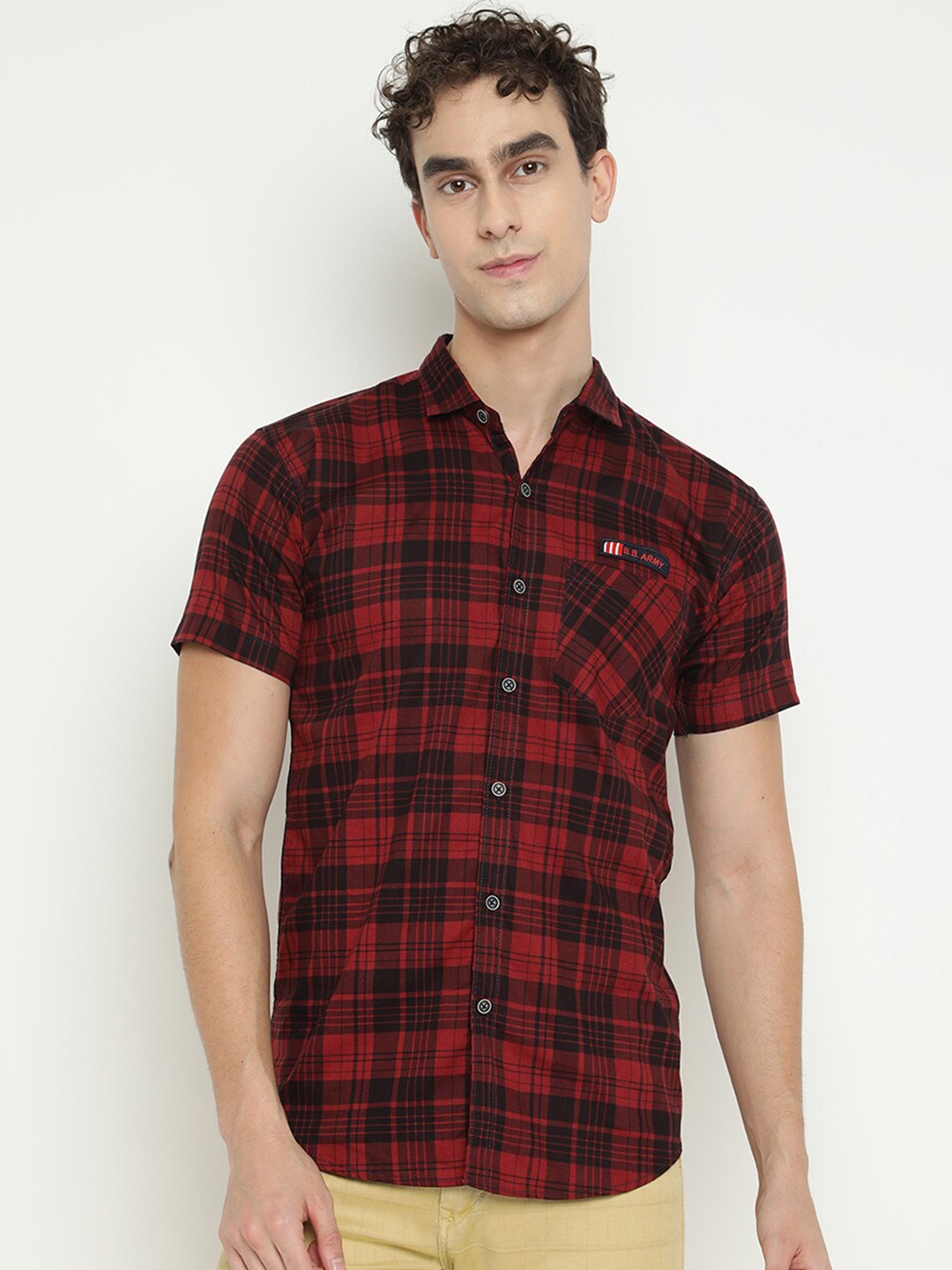 

V2 Value & Variety Men Maroon Slim Fit Tartan Checked Casual Shirt