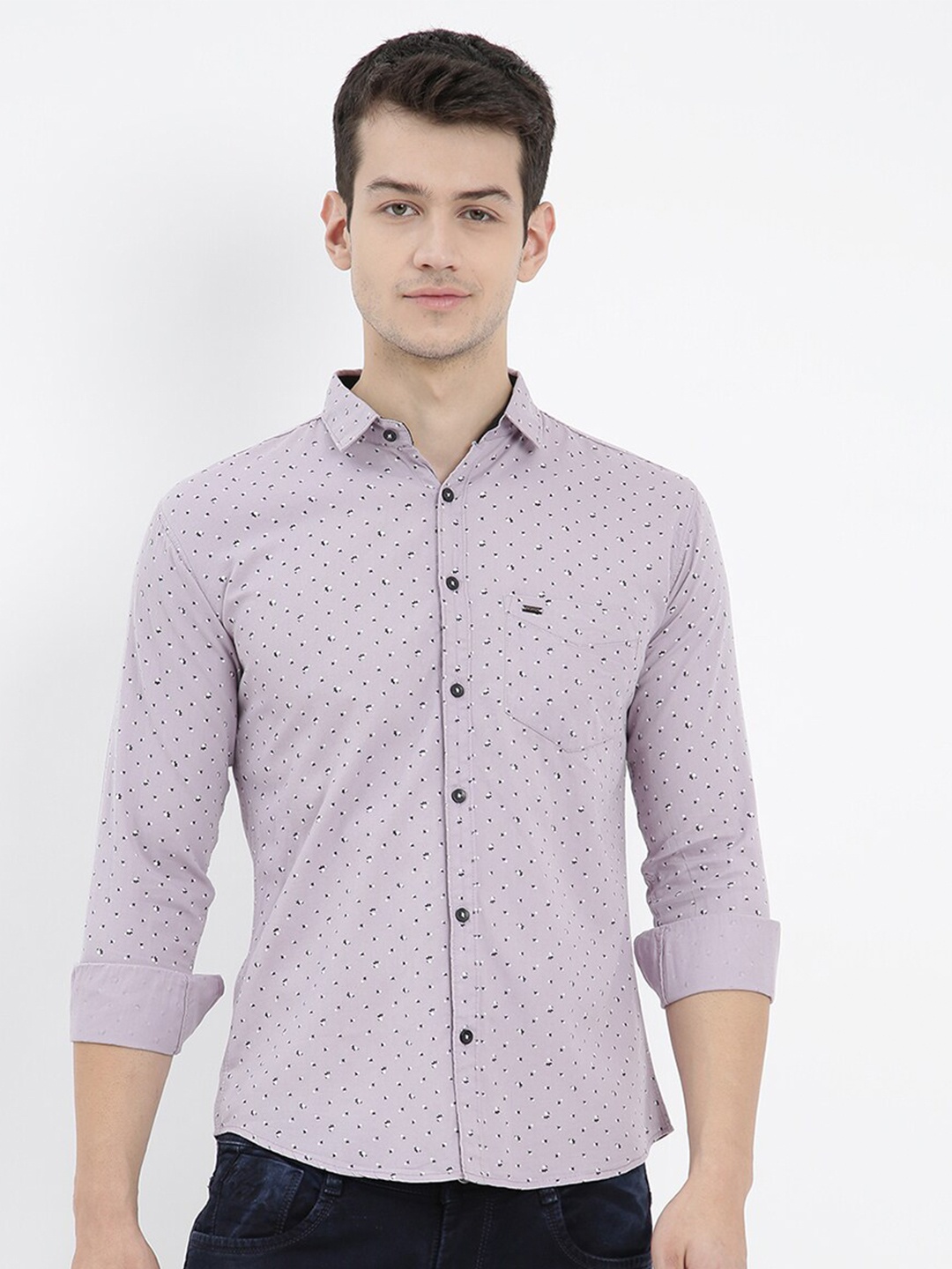 

V2 Value & Variety Men Mauve Slim Fit Micro Ditsy Printed Casual Shirt
