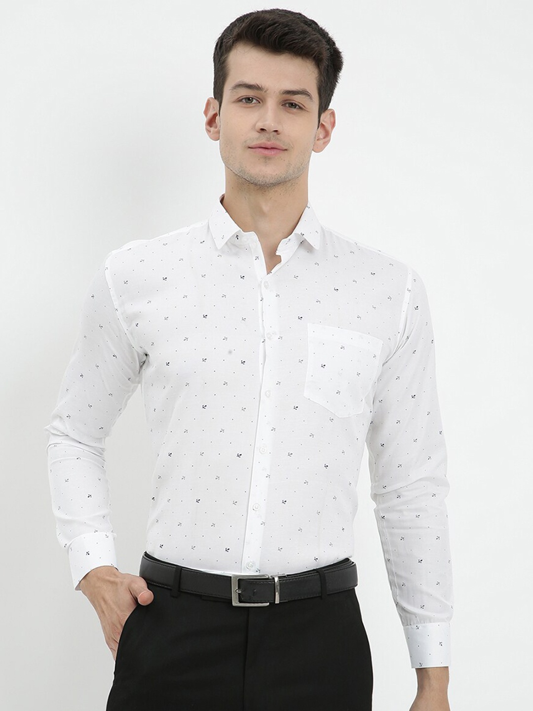 

V2 Value & Variety Men White Micro Ditsy Printed Formal Shirt