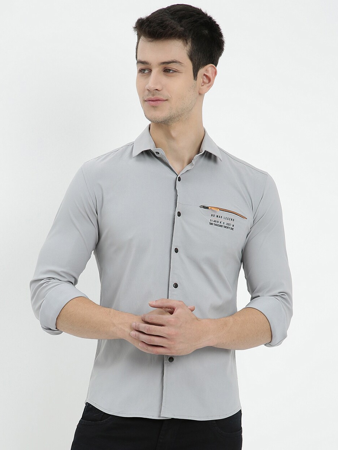 

V2 Value & Variety Men Grey Slim Fit Printed Casual Shirt