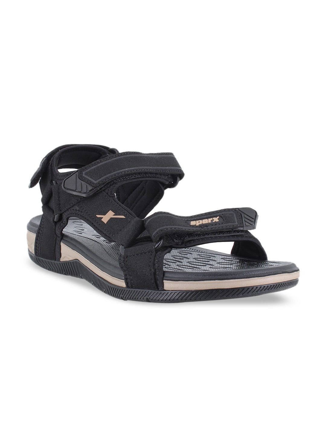 

Sparx Men Black & Beige Solid Sports Sandals