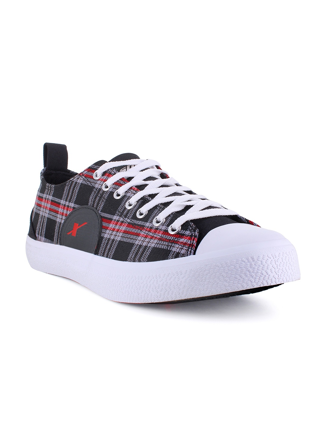 

Sparx Men Black & Red Checks Printed Sneakers