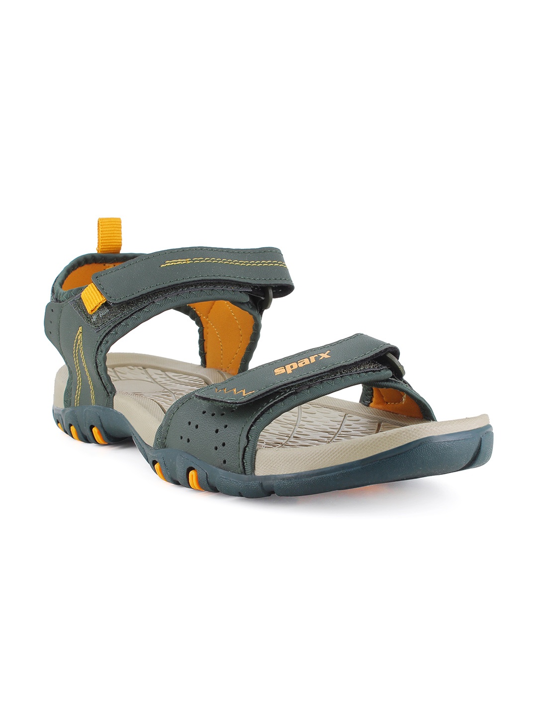 Sparx Men Green & Gold Solid Sports Sandals