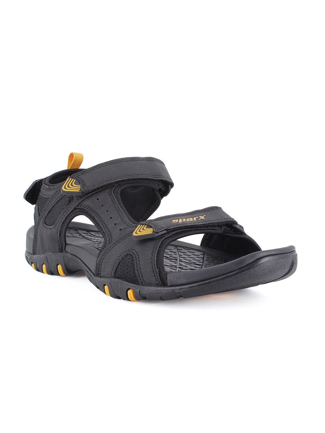 

Sparx Men Black & Yellow Solid Sports Sandals