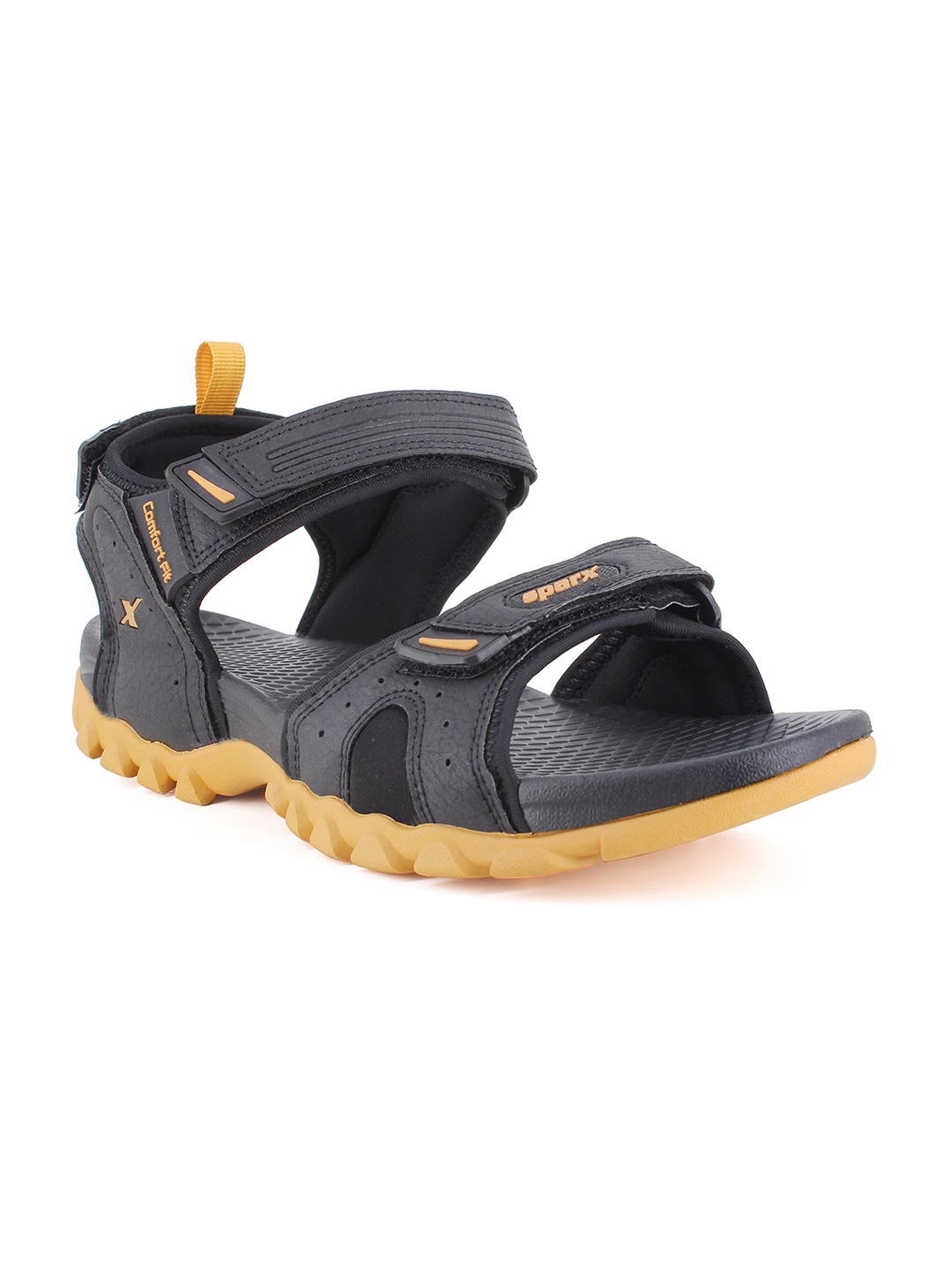 

Sparx Men Black & Gold Coloured Solid Sports Sandal