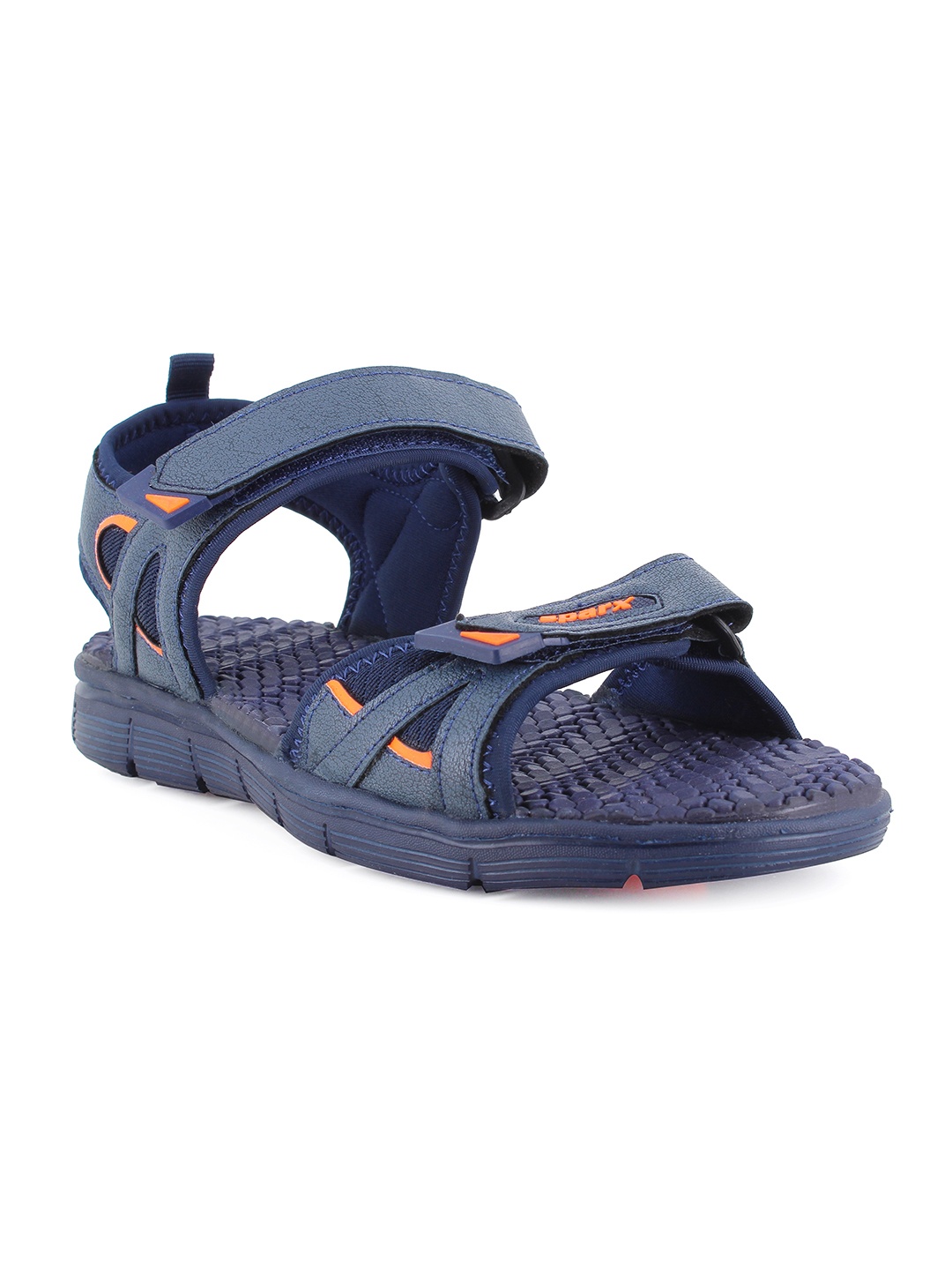 

Sparx Men Navy Blue & Orange Textured Sports Sandals