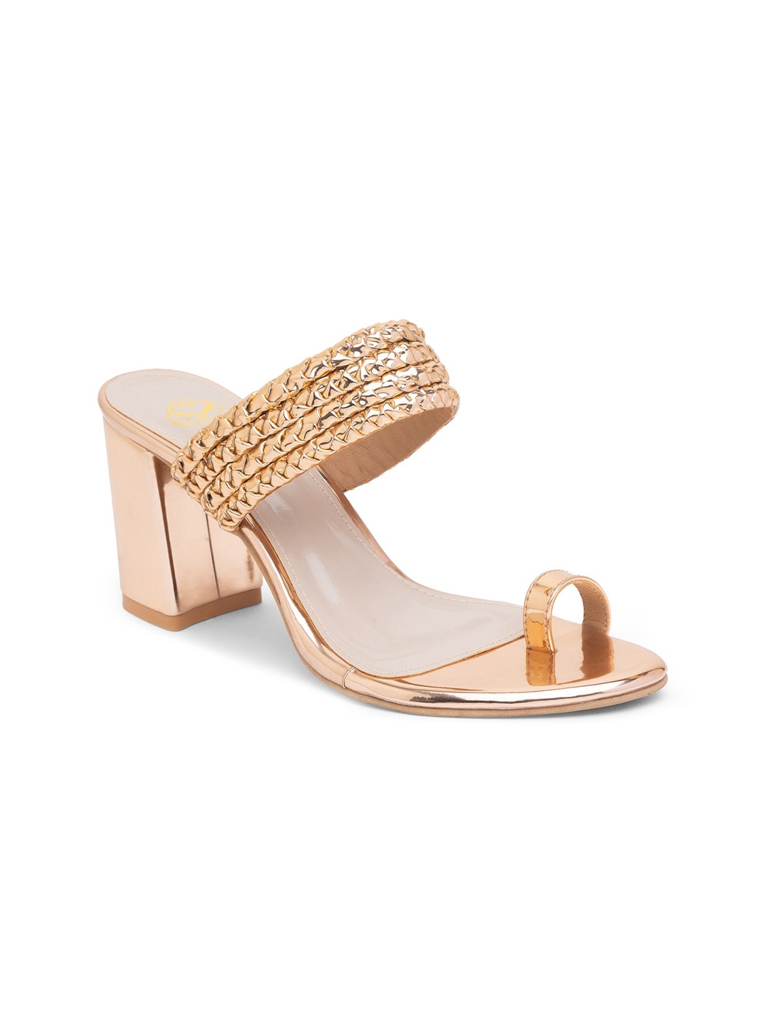 

Sole To Soul Champagne & Gold-Toned Party Block Heels