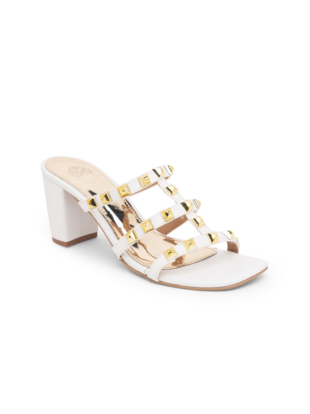 

Sole To Soul White Embellished Block Heels