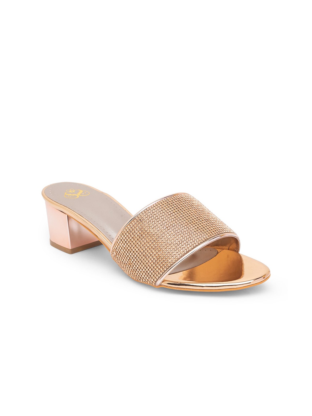 

Sole To Soul Champagne Embellished Ethnic Block Heels
