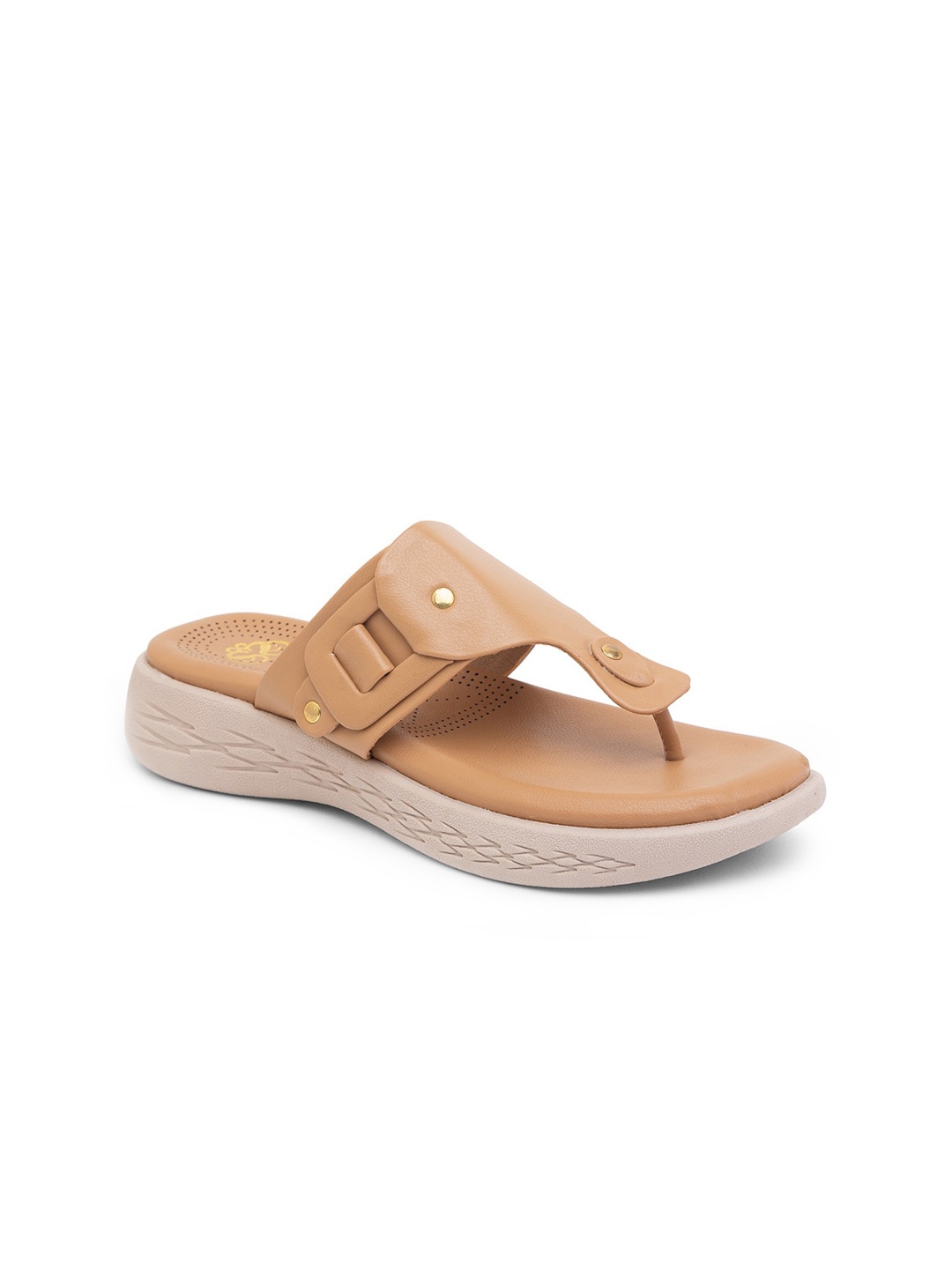 

Sole To Soul Women Camel Brown Embellished Wedge Sandals