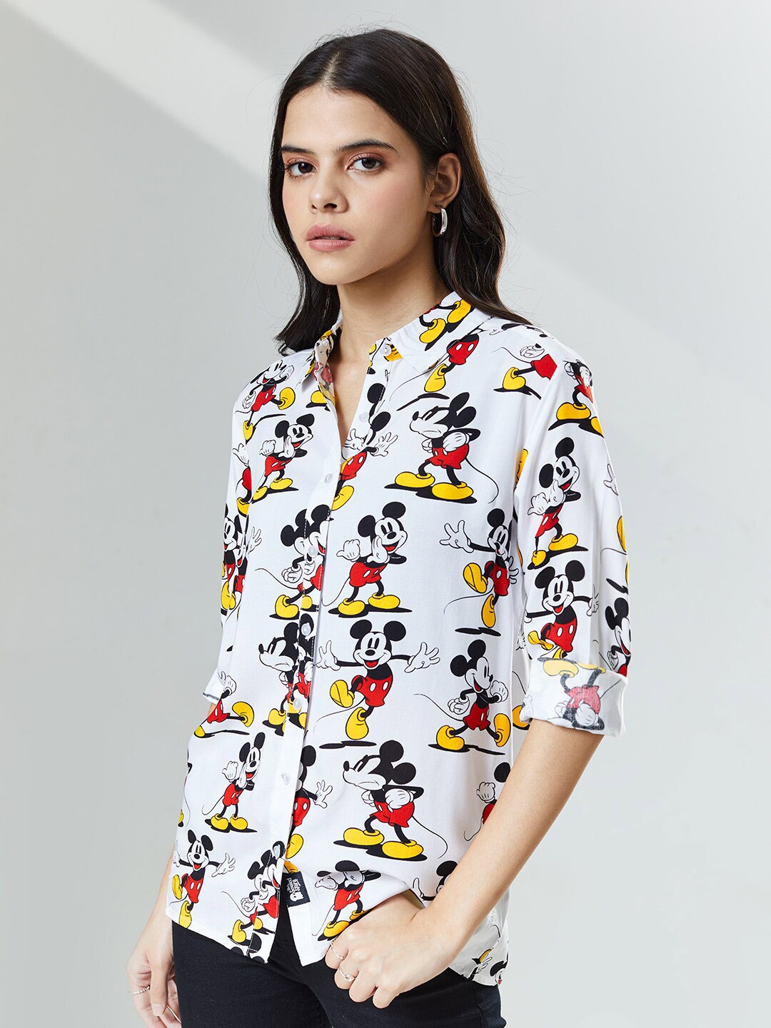 

The Souled Store Women White Regular Fit Printed Casual Shirt