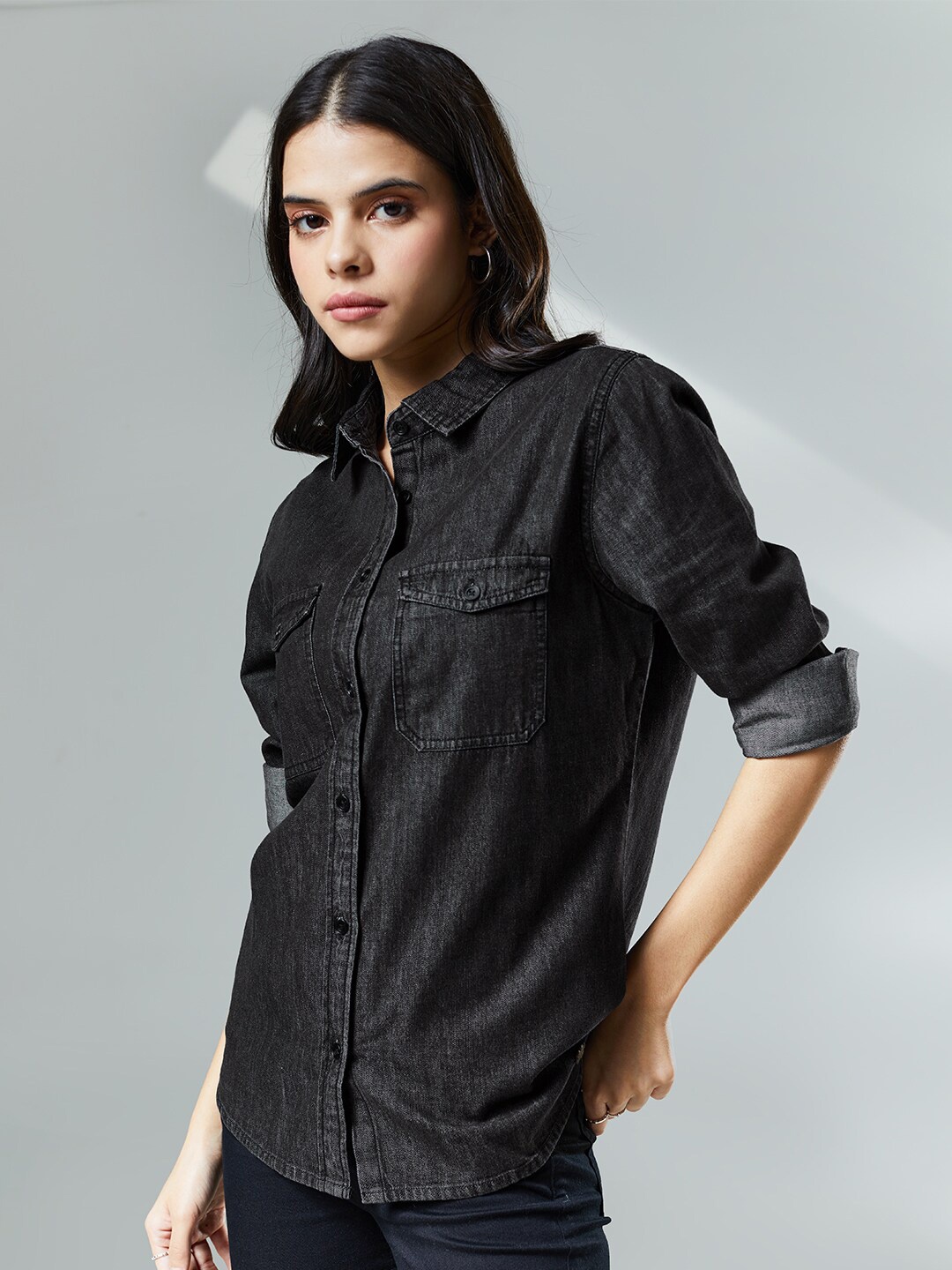 

The Souled Store Women Grey Regular Fit Casual Shirt