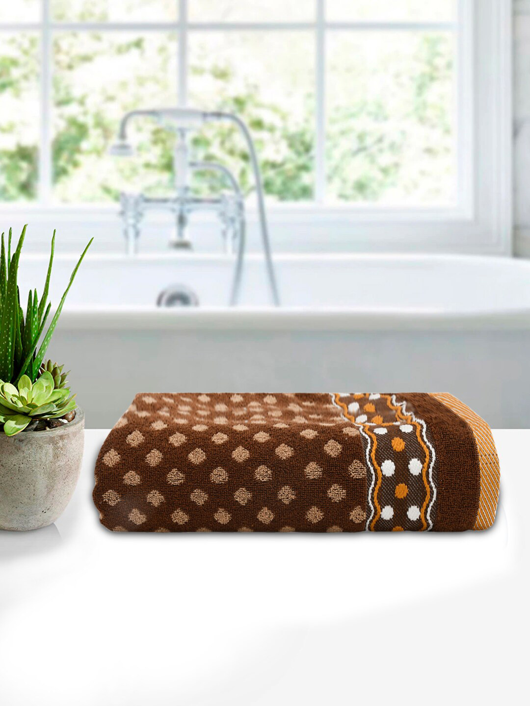

Kuber Industries Brown Printed 300 GSM Cotton Bath Towel