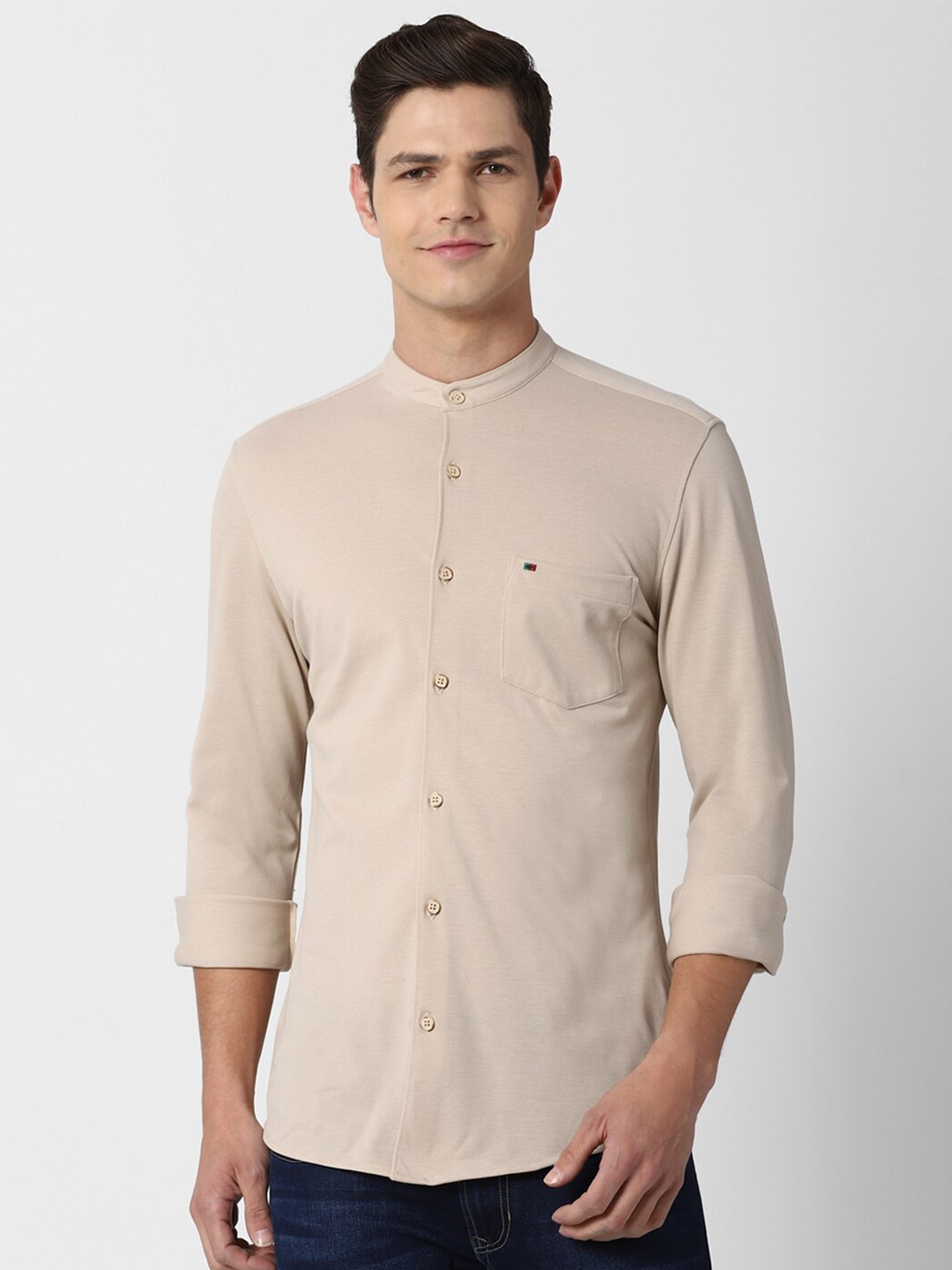 

Peter England Casuals Men Beige Slim Fit Casual Shirt