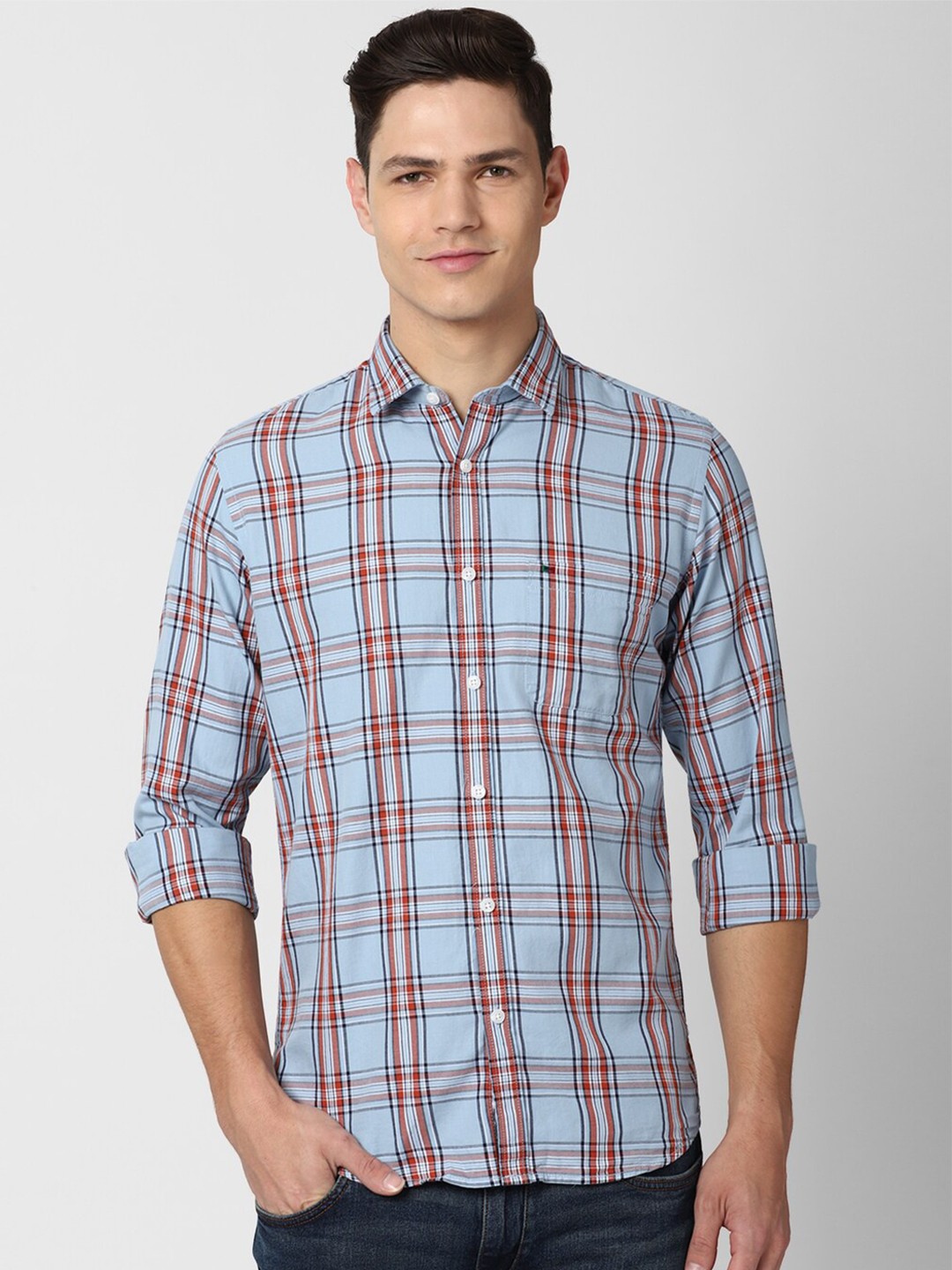 

Peter England Casuals Men Blue Slim Fit Checked Casual Shirt