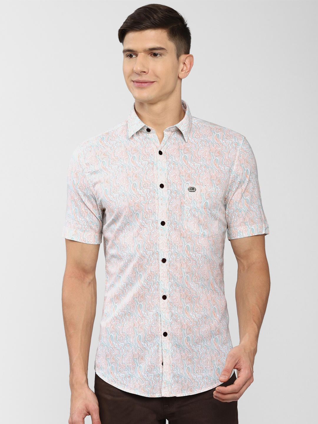 

Peter England Casuals Men Multicoloured Slim Fit Printed Cotton Casual Shirt, Multi