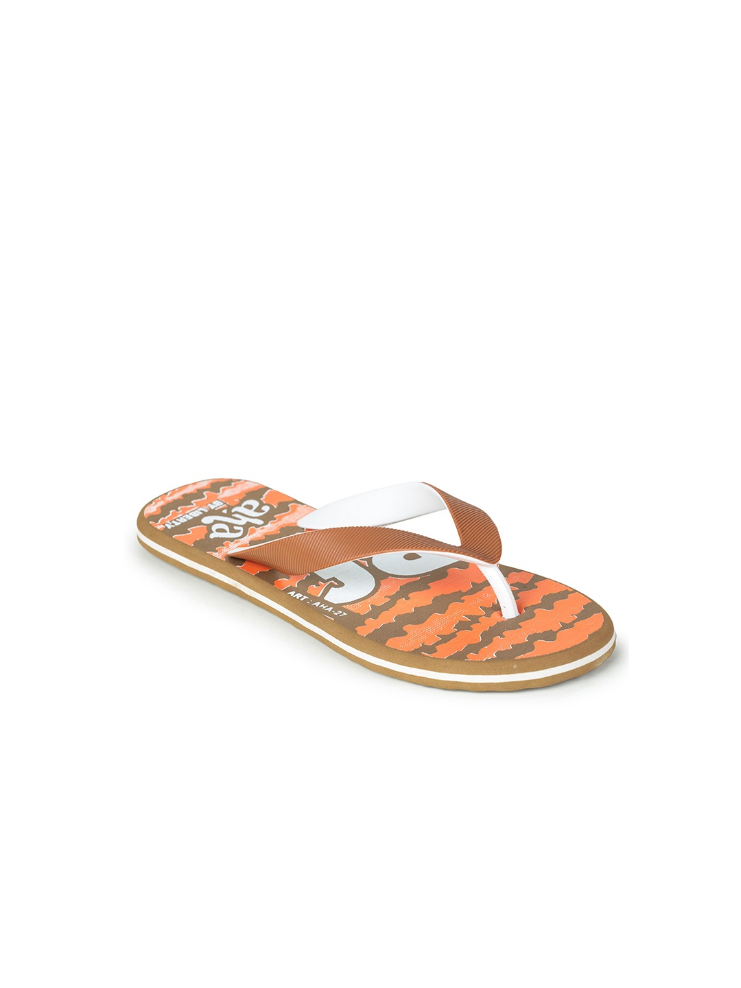 

Liberty Men Orange & White Printed Thong Flip-Flops