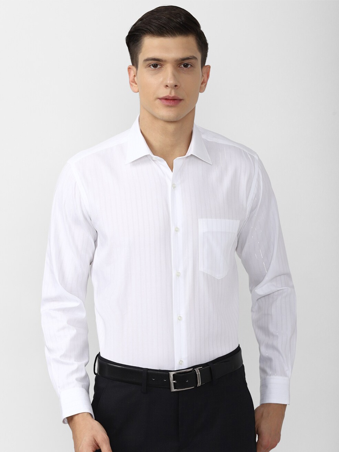 

Van Heusen Men White Regular Fit Striped Formal Shirt