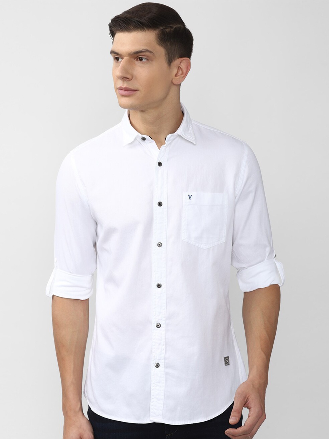 

VAN HEUSEN DENIM LABS Men White Slim Fit Casual Shirt