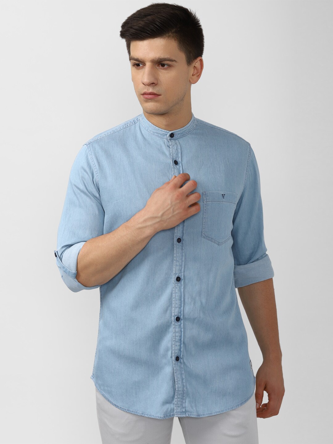 

VAN HEUSEN DENIM LABS Men Blue Slim Fit Casual Shirt