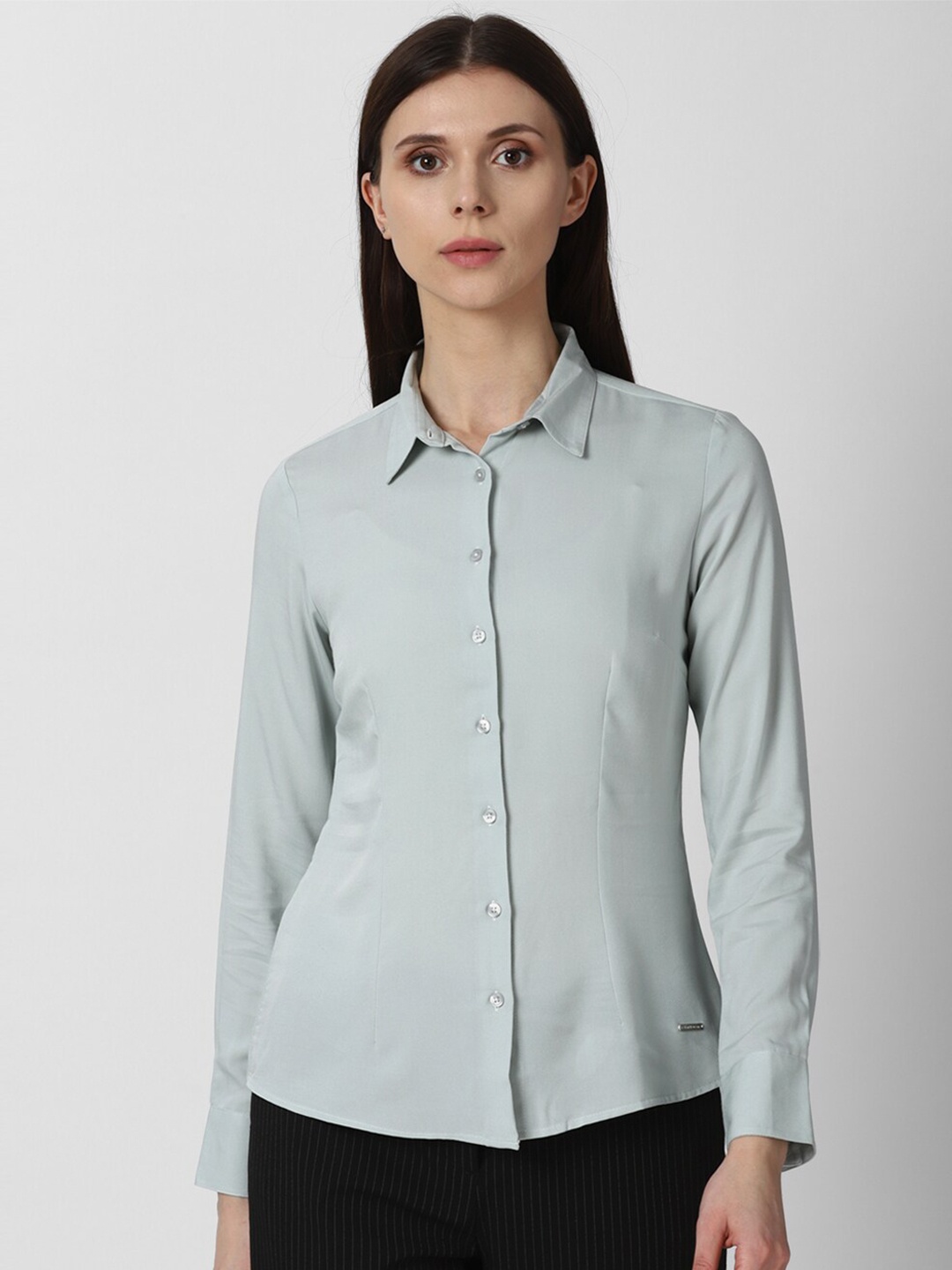 

Van Heusen Woman Women Grey Regular Fit Solid Casual Shirt