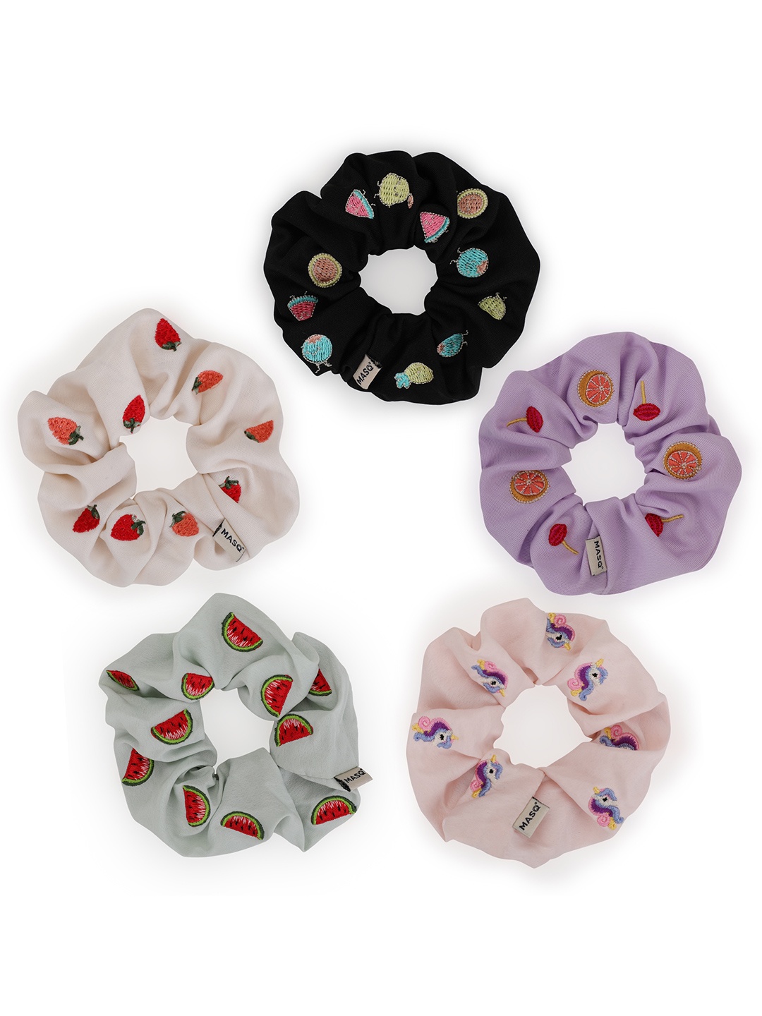 

MASQ Women Multicoloured Set of 5 Ponytail Holders, Multi