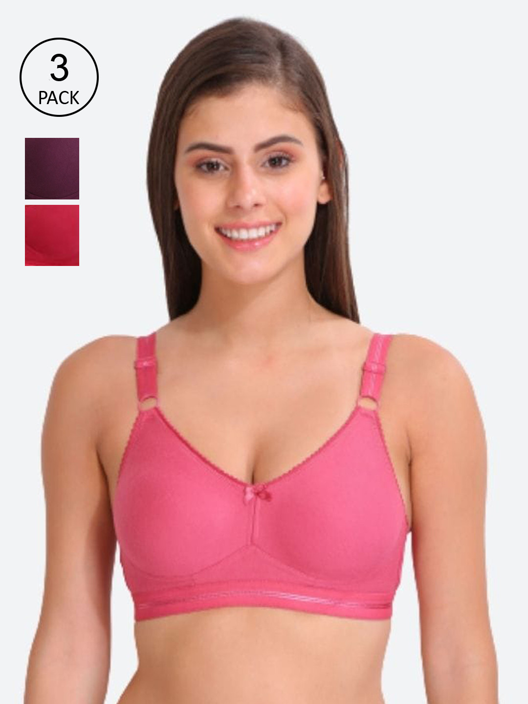 

Innocence Women Pack Of 3 Full coverage Padded Everyday Bra, Maroon