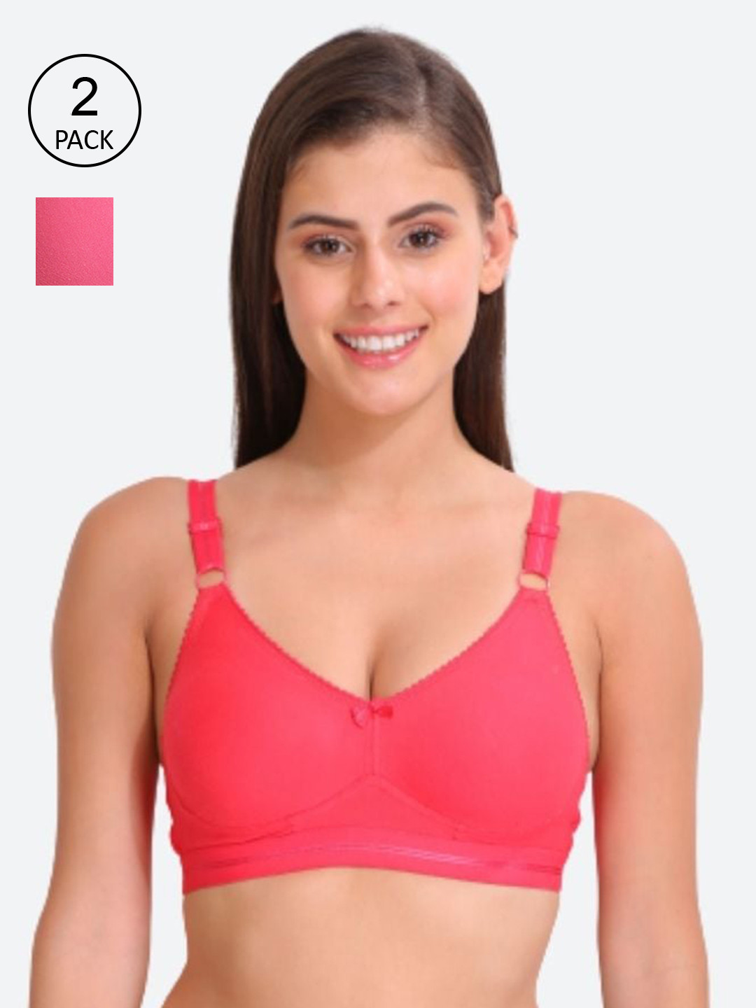 

Innocence Pack of 2 Non Wired Full Coverage Non Padded Everyday Bra, Pink
