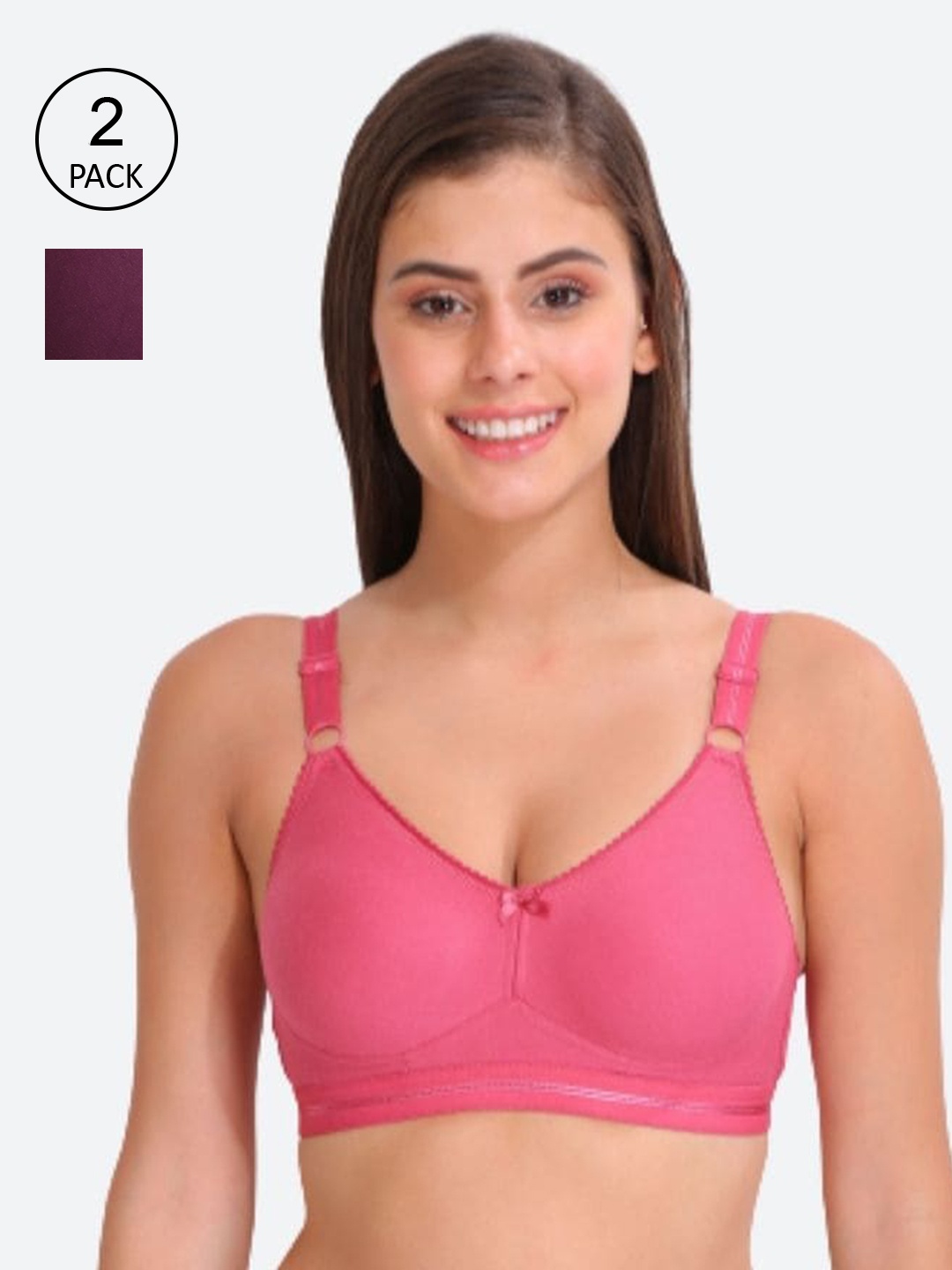 

Innocence Women Pack Of 2 Non Wired Full Coverage Non Padded Everyday Bra, Purple