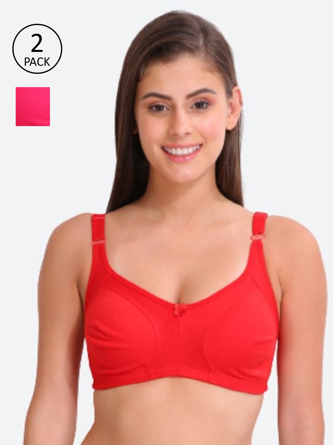 

Innocence Red & Pink Set Of 2 Lightly Padded Everyday Bra