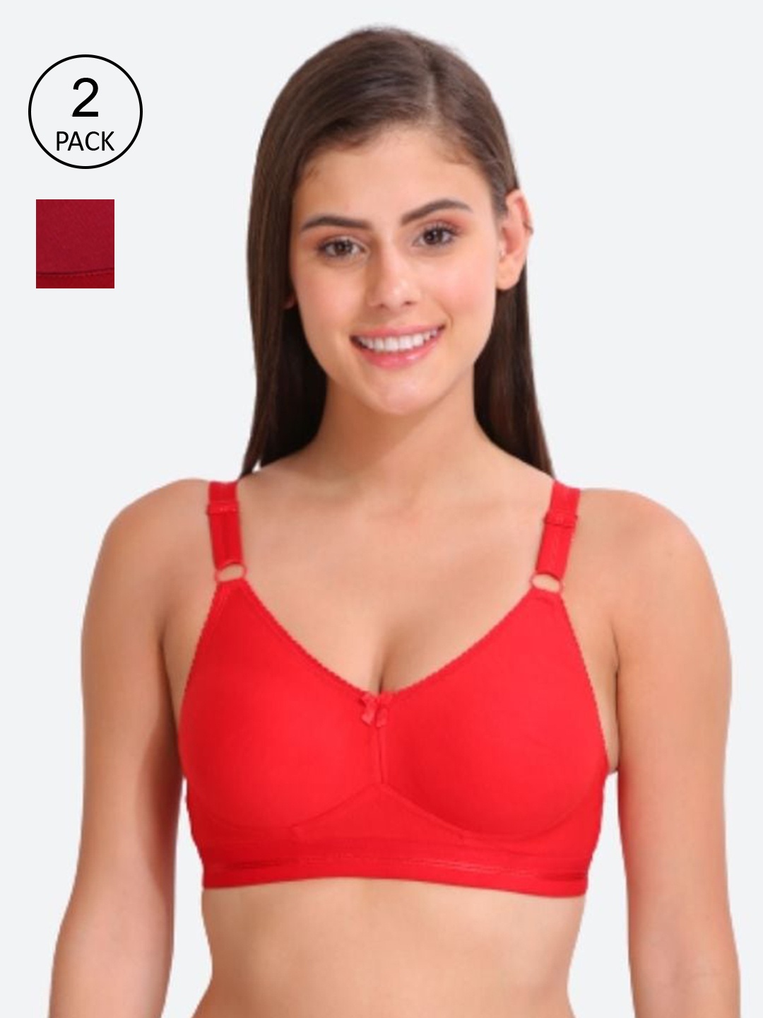 

Innocence Pack of 2 Non Wired Full Coverage Non Padded Everyday Bra, Maroon