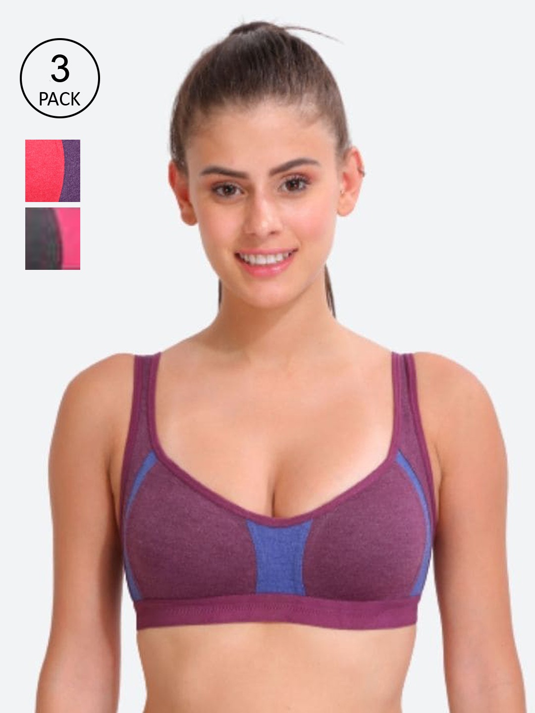 

Innocence Blue & Grey Pack of 3 Solid Non Wired Full Coverage Lightly Padded Everyday Bra