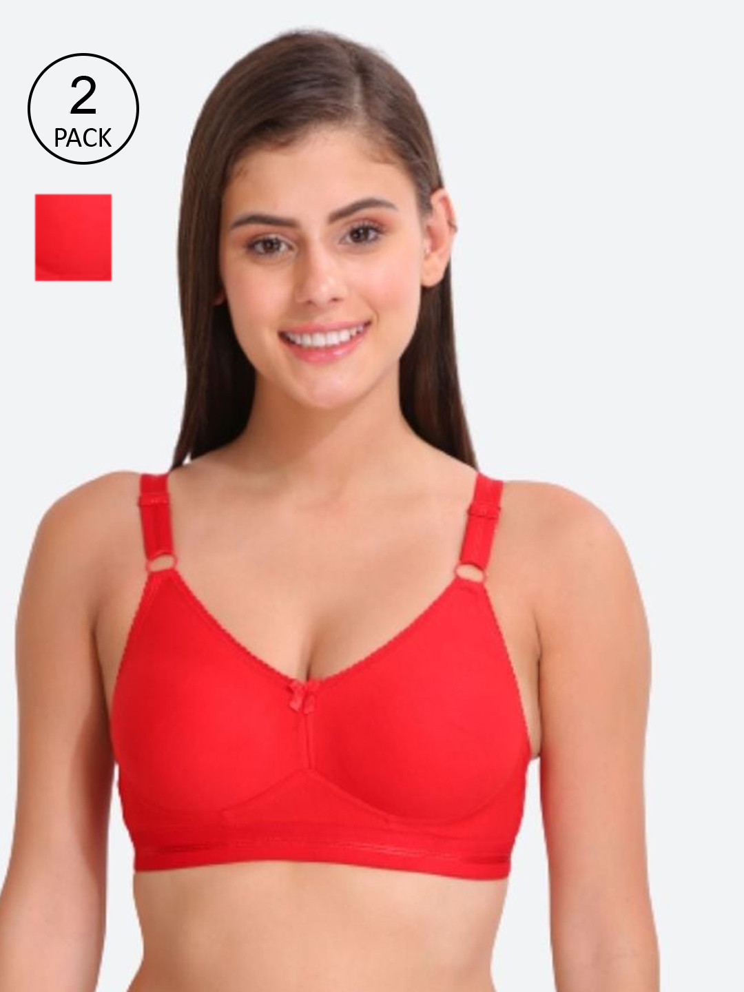 

Innocence Pack of 2 Non Wired Full Coverage Non Padded Everyday Bra, Red