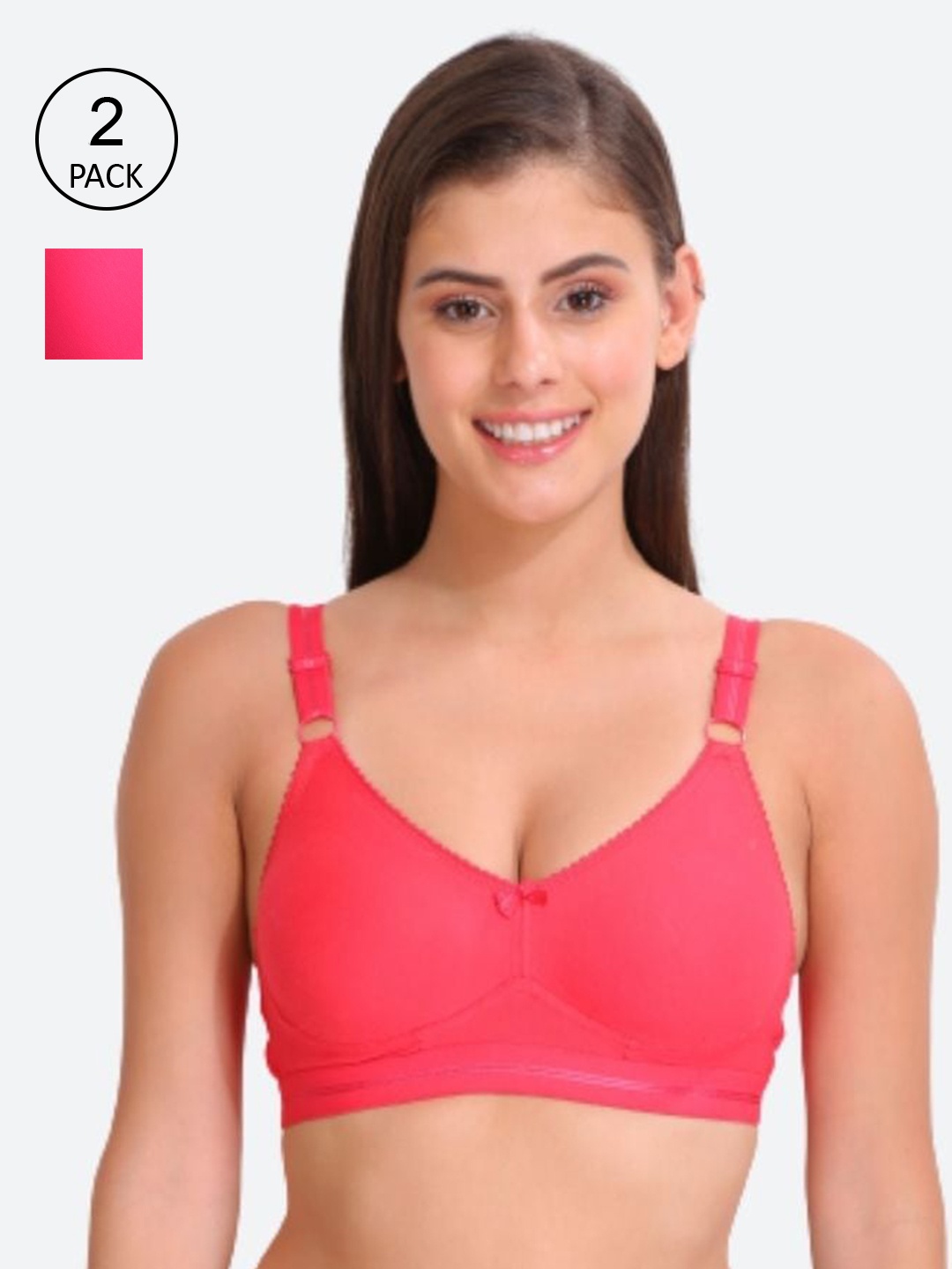 

Innocence Pack of 2 Non Wired Full Coverage Non Padded Everyday Bra, Pink