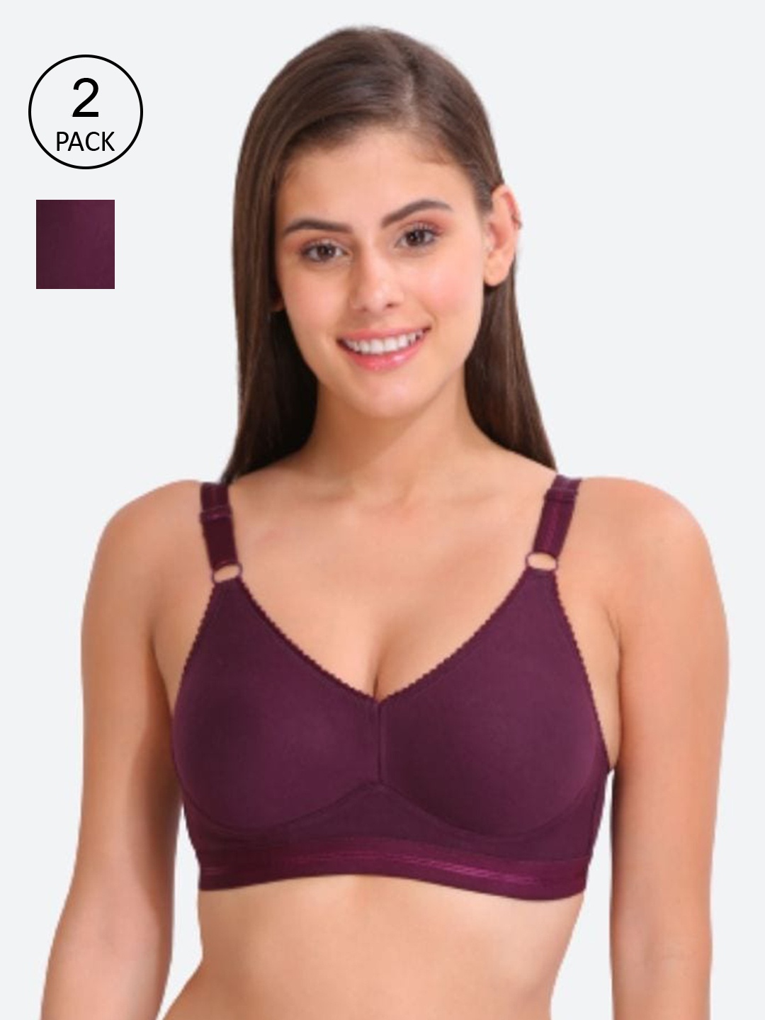 

Innocence Pack of 2 Non Wired Full Coverage Non Padded Everyday Bra, Violet