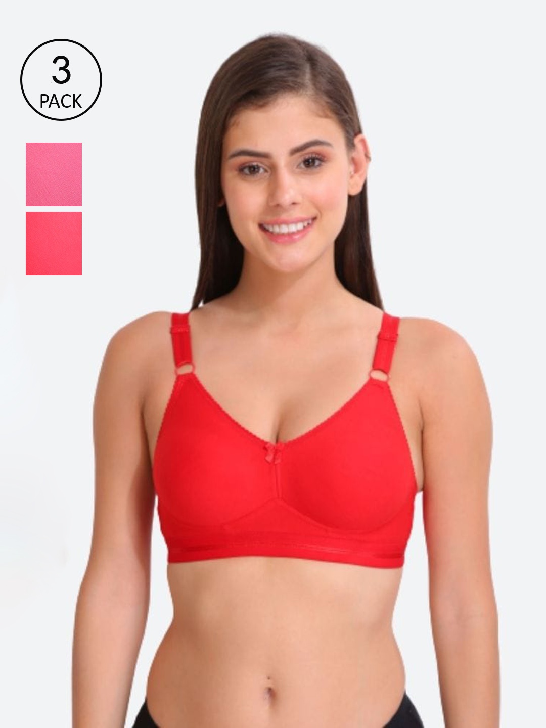 

Innocence Pink & Red Pack of 3 Lightly Padded Bra