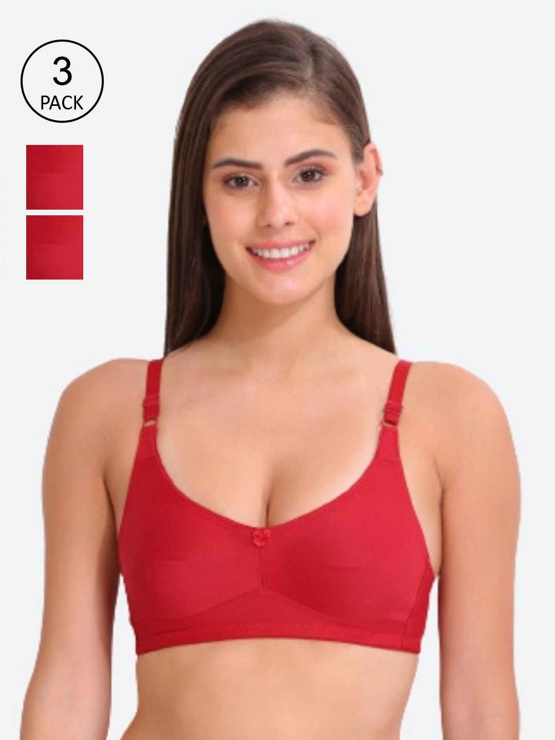 

Innocence Pack of 3 Solid Non Wired Full Coverage Non Padded Everyday Bra, Maroon