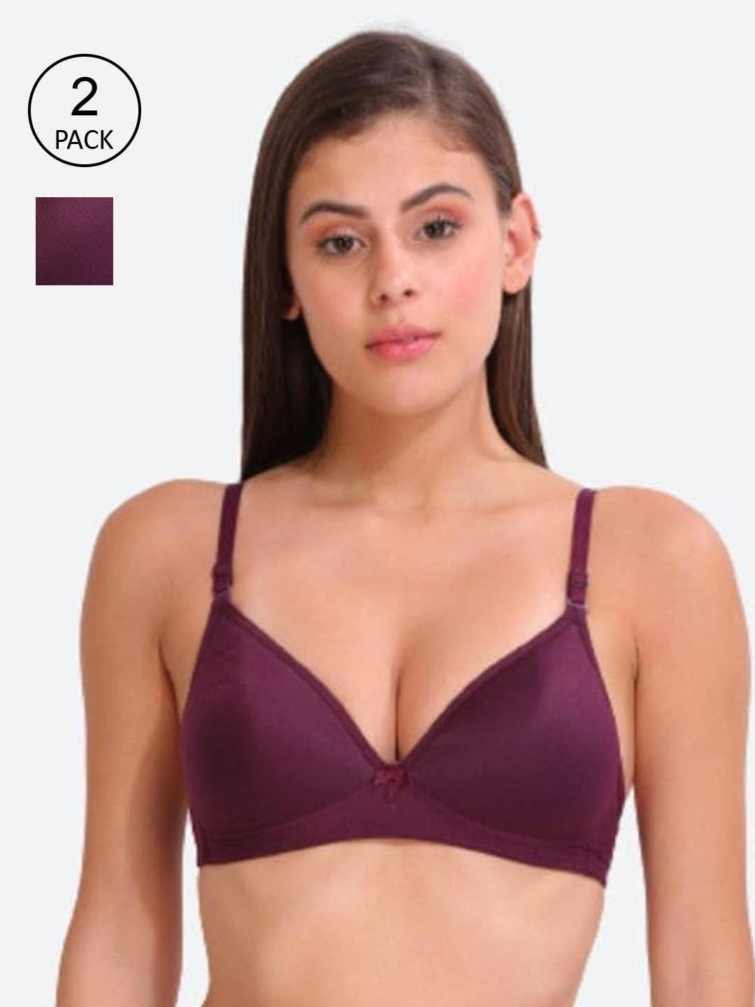 

Innocence Women Pack Of 2 Non Wired Full Coverage Lightly Padded Everyday Bra, Violet
